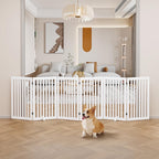 XL Freestanding Pet Gate Expandable Wooden Dog Safety Barrier Indoor Home