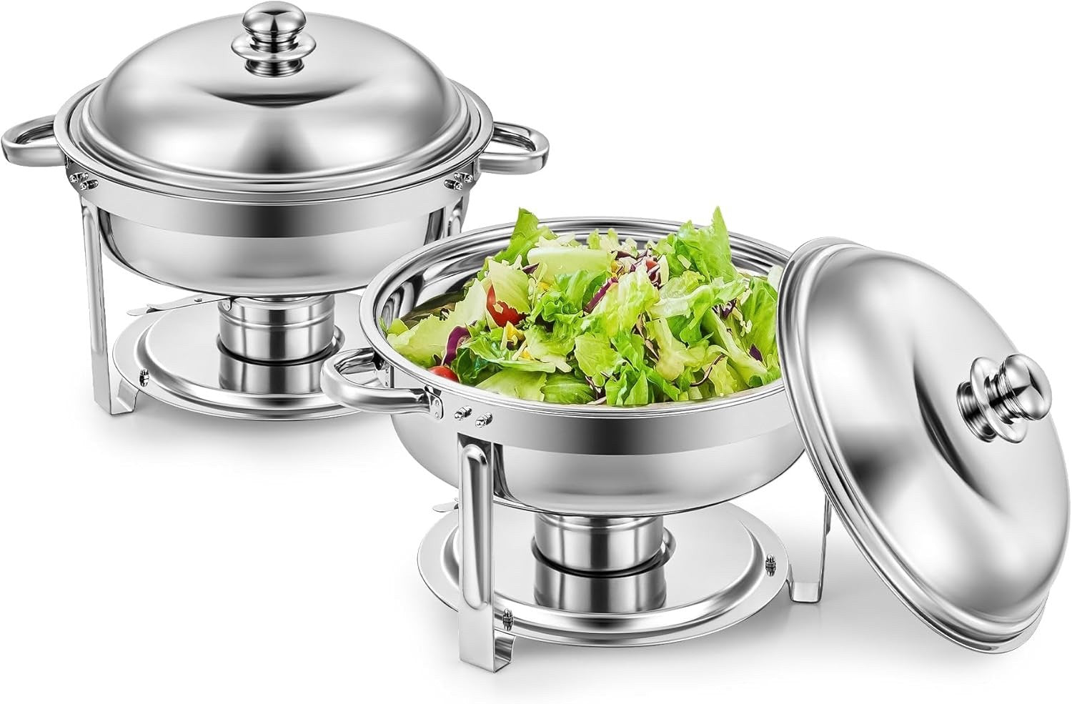 2x 5L Round Chafing Dish Stainless Steel Buffet Food Warmers Catering Set