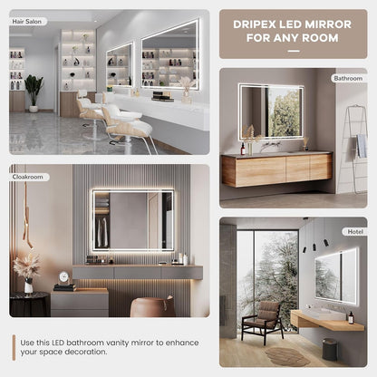 LED Bathroom Mirror Bluetooth Speaker Shaver Socket Anti Fog 50x70cm Dimmable