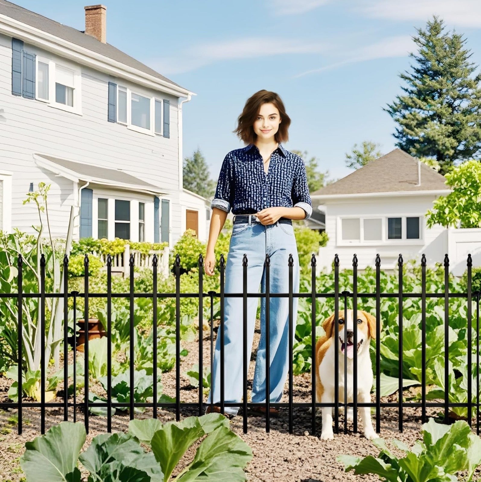 ARIFARO Decorative Metal Garden Fence 61cm high x 61cm Wide 5 Pack
