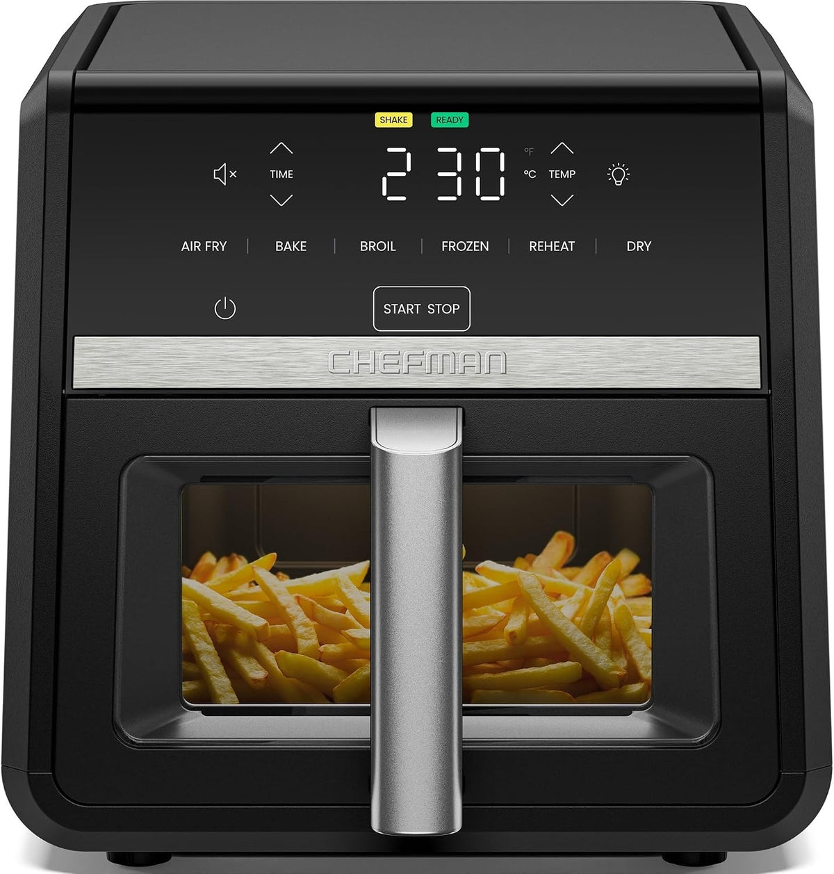 Digital Air Fryer Oven 8.5L XL 1750W 6 in 1 Touchscreen 230C Window Black