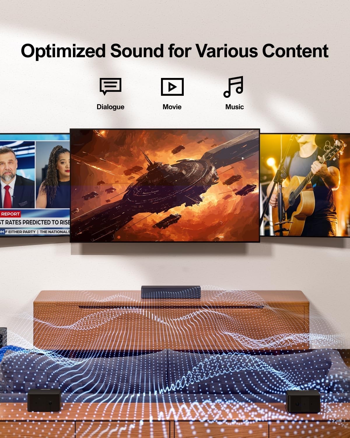 Ultimea D50 Sound Bar for Smart TV Virtual Surround Sound System Black