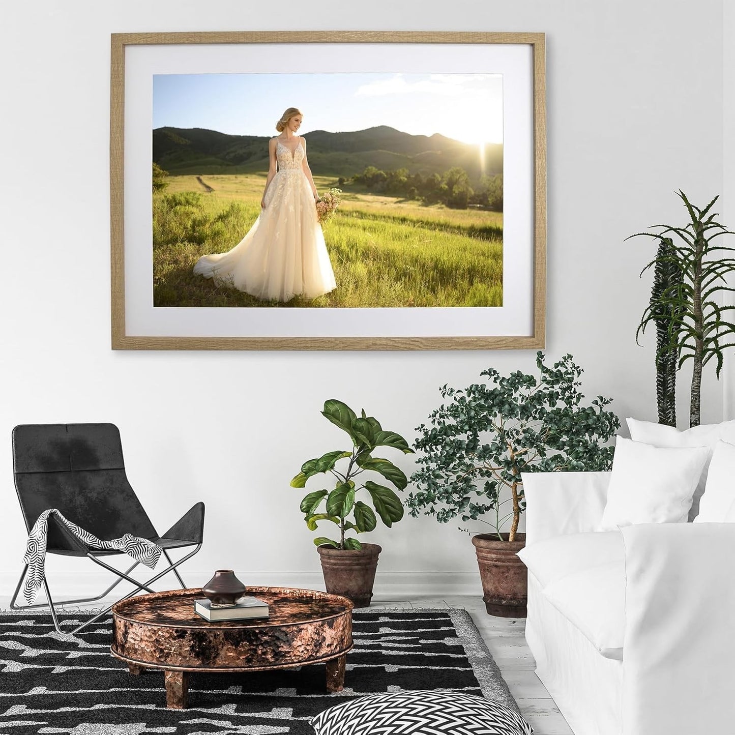 Picture Frame Set 50x70cm Wooden 3 Pack Poster Photo Mount Wall Hanging Oak