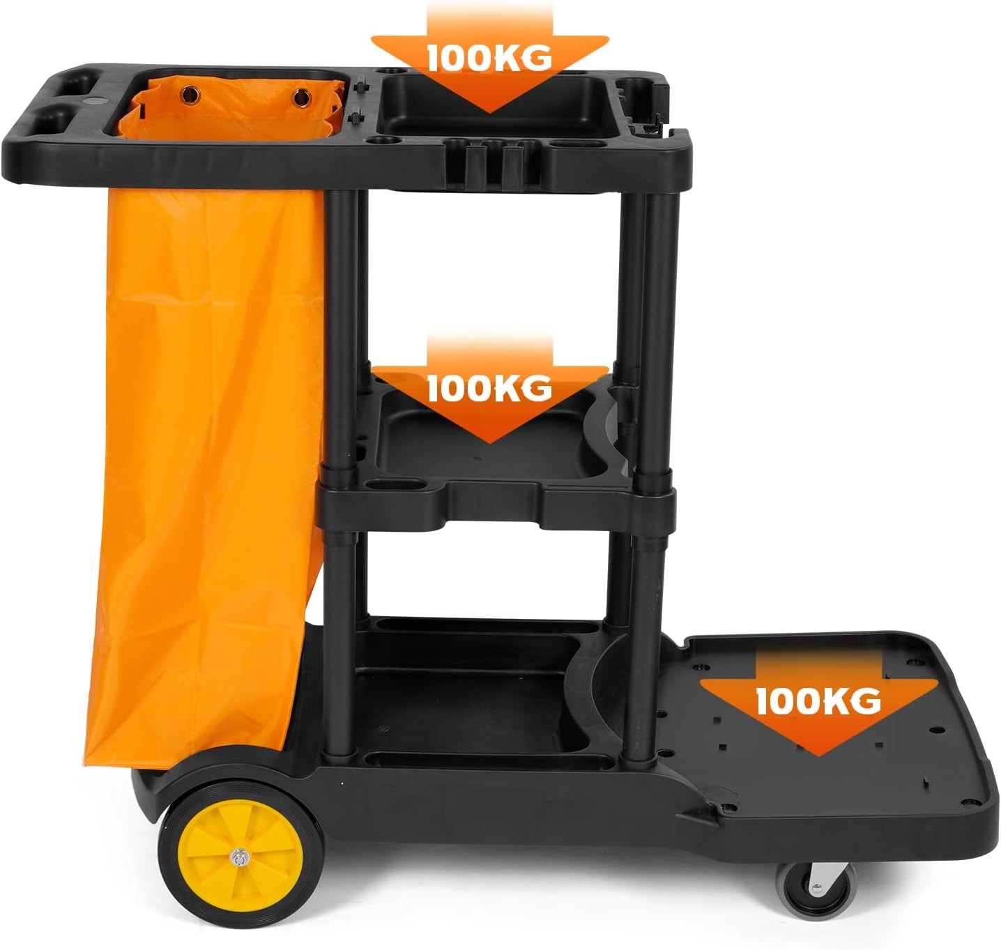 Large Janitorial Cleaning Cart Trolley Housekeeping Utility w/ Swivel Wheels