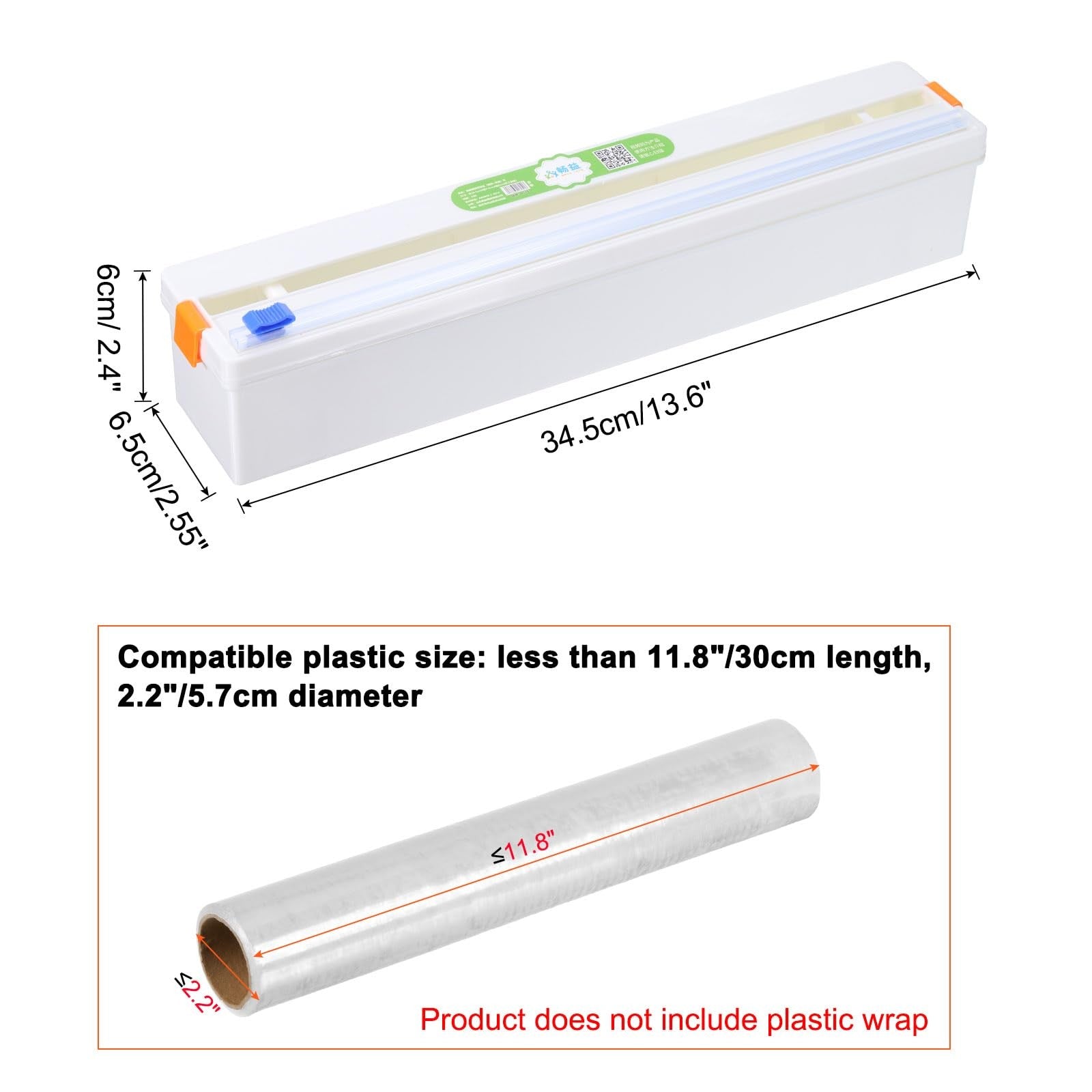 sourcing map Plastic Wrap Dispenser Slide Cutter Cling Wrap Dispenser White