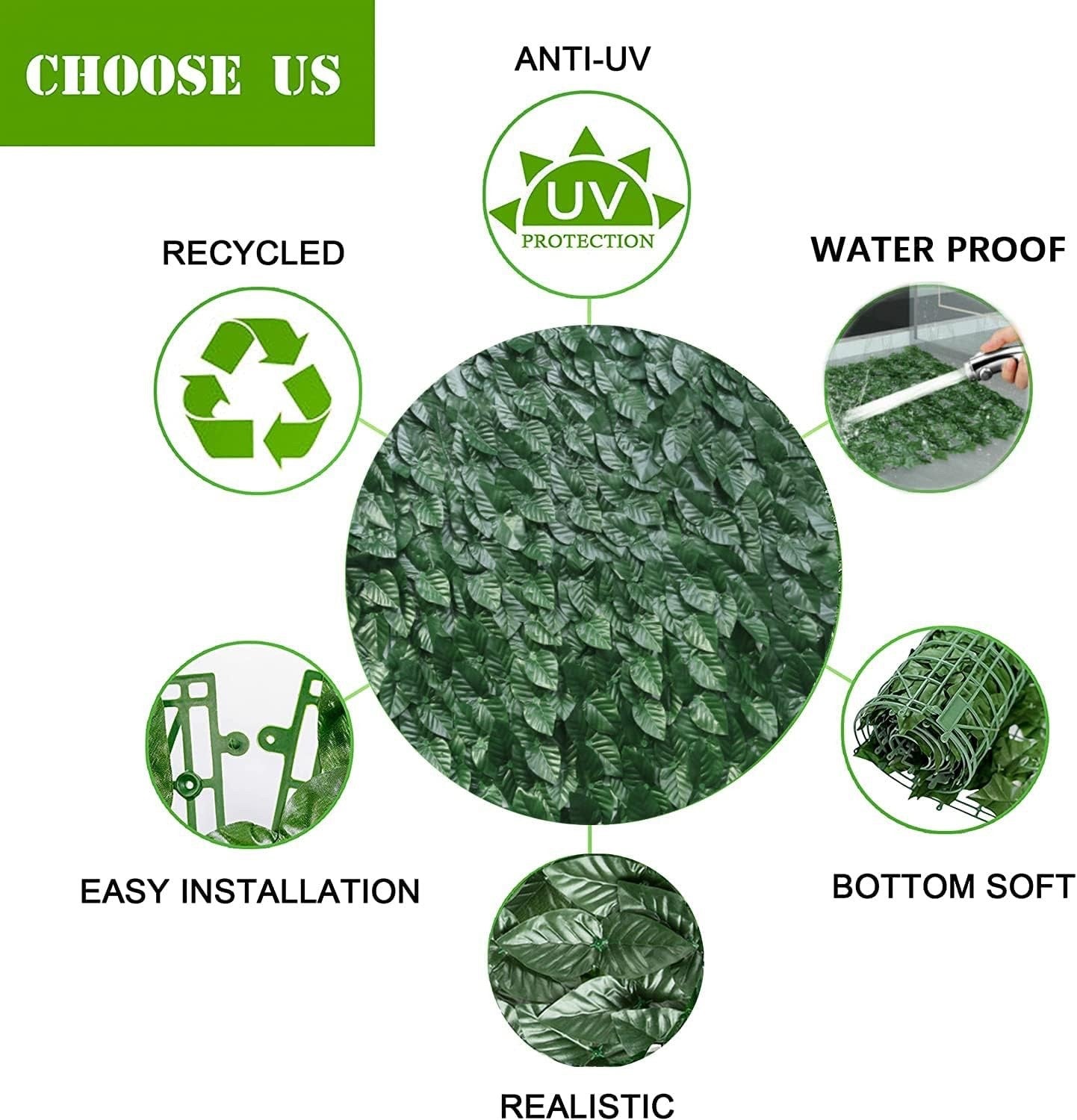Artificial Ivy Hedge Roll 1x3m Garden Fence Screen Privacy UV Resistant Panel
