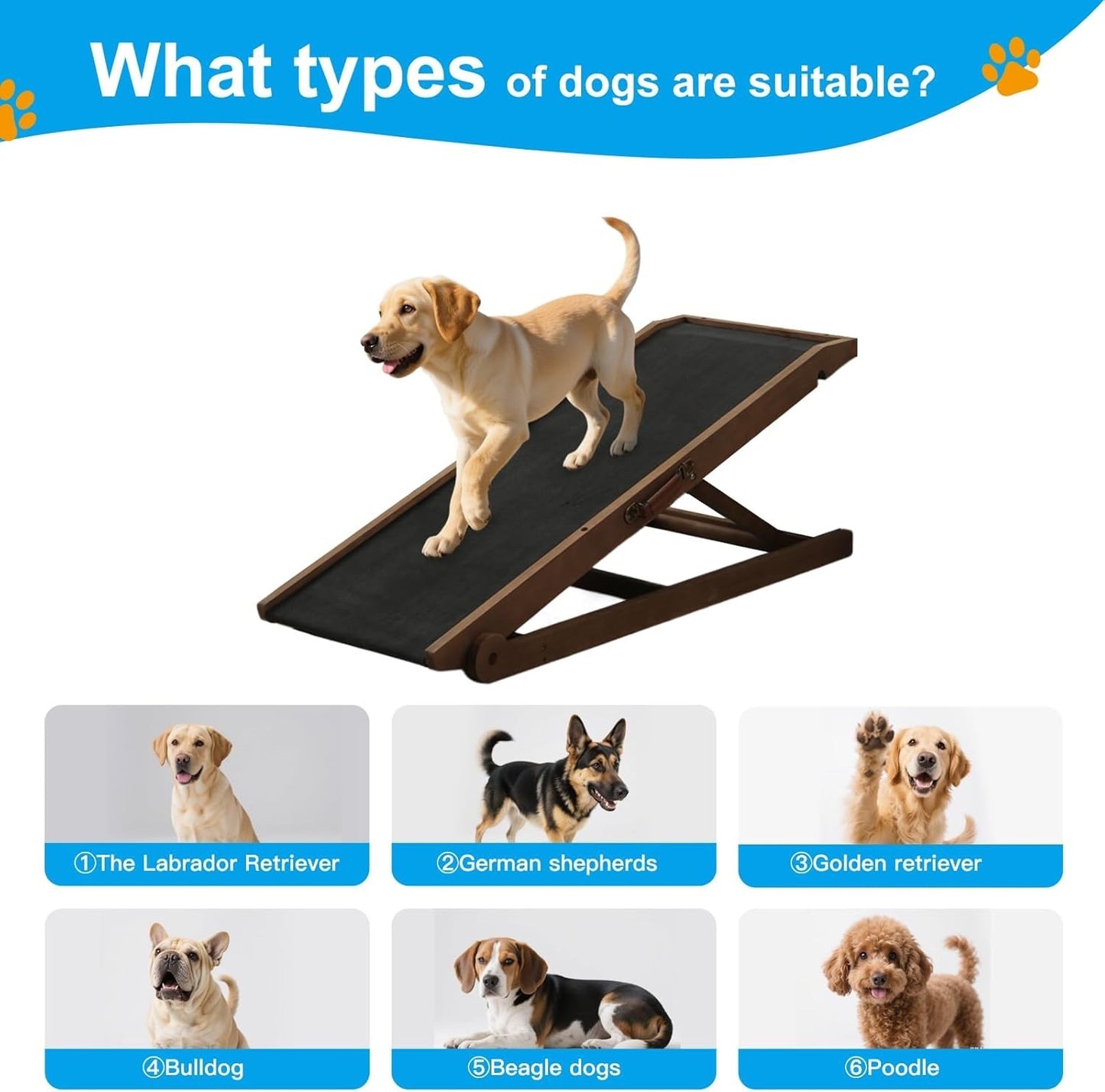 Dog Ramp Pet Steps Adjustable 5 Step Foldable Bed Sofa Car Small Large Dogs