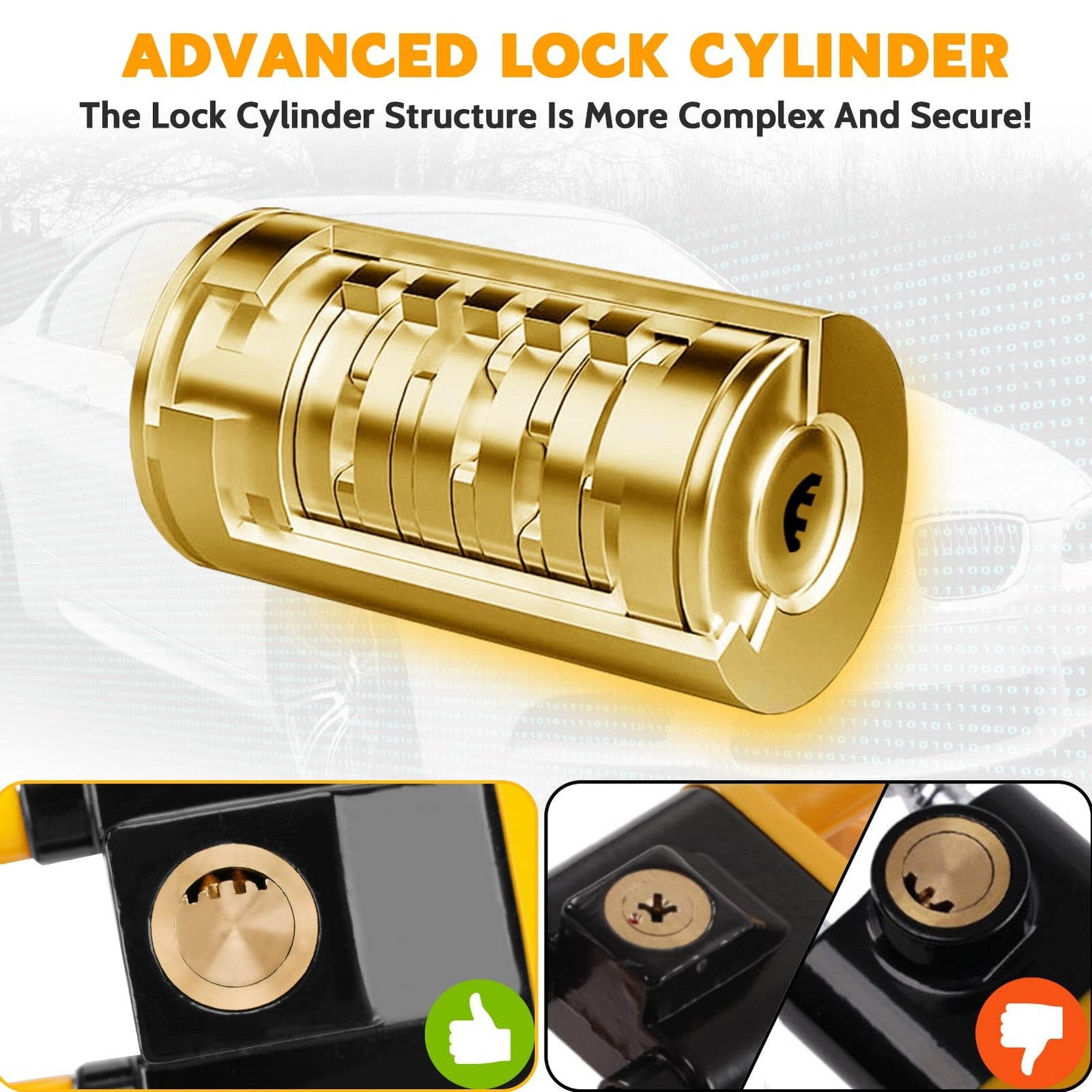 Twin Bar Steering Wheel Lock Anti Theft Universal Car Security Device