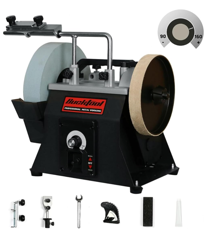 Wet Dry Bench Sharpener 250mm Variable Speed Water Cooled Grinder 90-160RPM