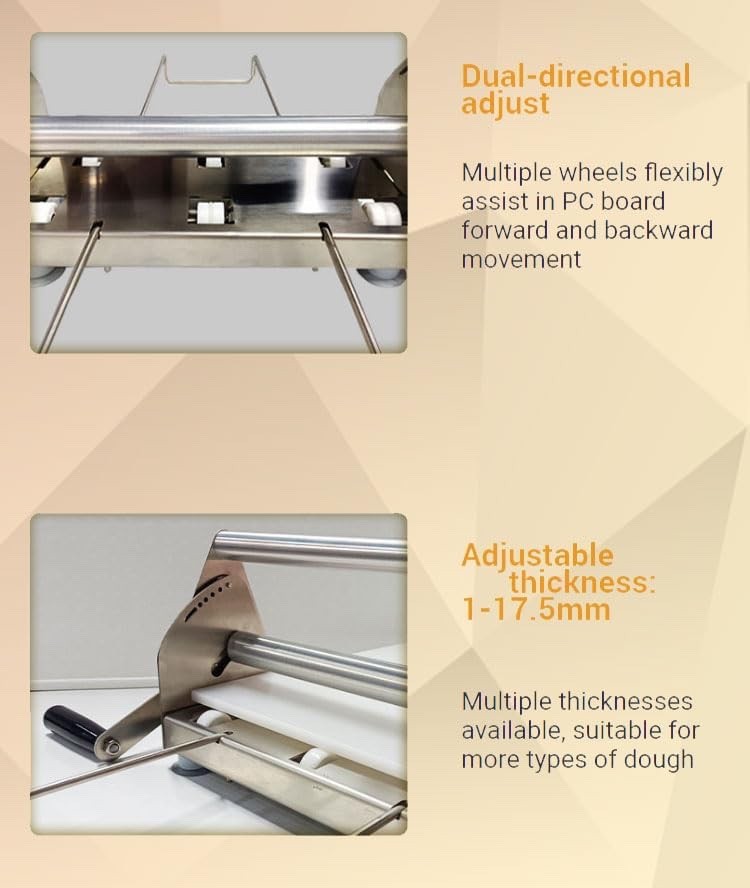 Dough Sheeter Manual Pastry Roller 12in Fondant Adjustable Thickness Machine