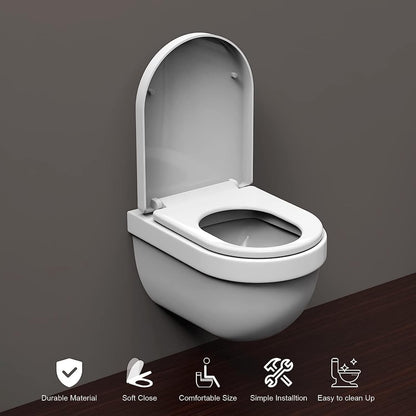 Toilet Seat Soft Close D Shape Quick Release Adjustable Hinges White Top Fix