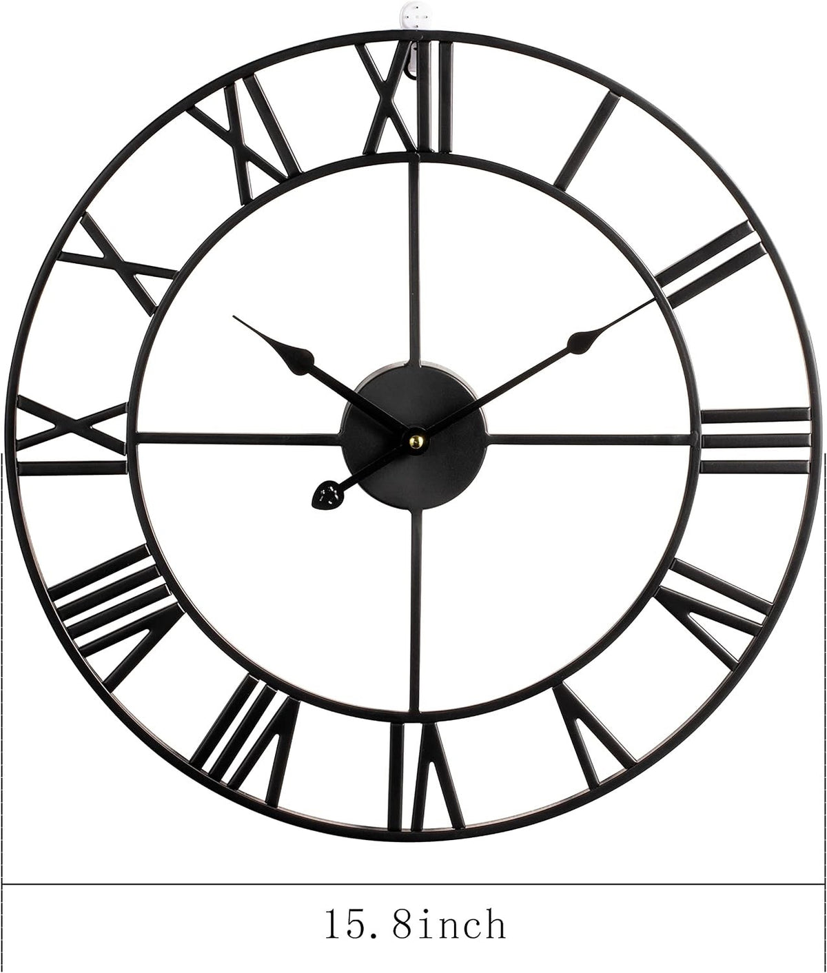Vintage Wall Clock 40cm Silent Non Ticking Roman Numeral Metal Battery Operated