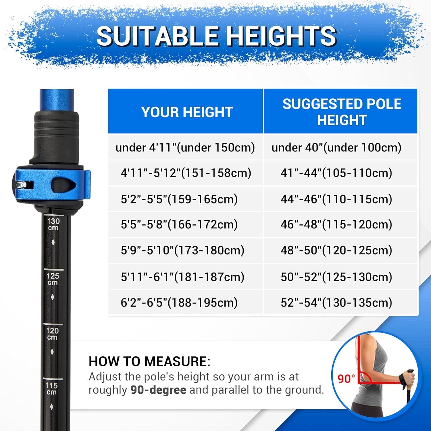 Trekking Poles Walking Sticks 7075 Aluminium Hiking Adjustable Pair Cork Blue