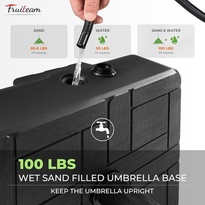Patio Umbrella Base Heavy Duty Fillable 155lb Wheels Water Sand Parasol Stand