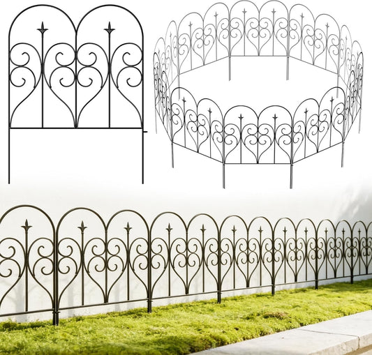 Metal Garden Fence Panels 10 Pack 6m Rustproof Border Edging No Dig 81x61cm