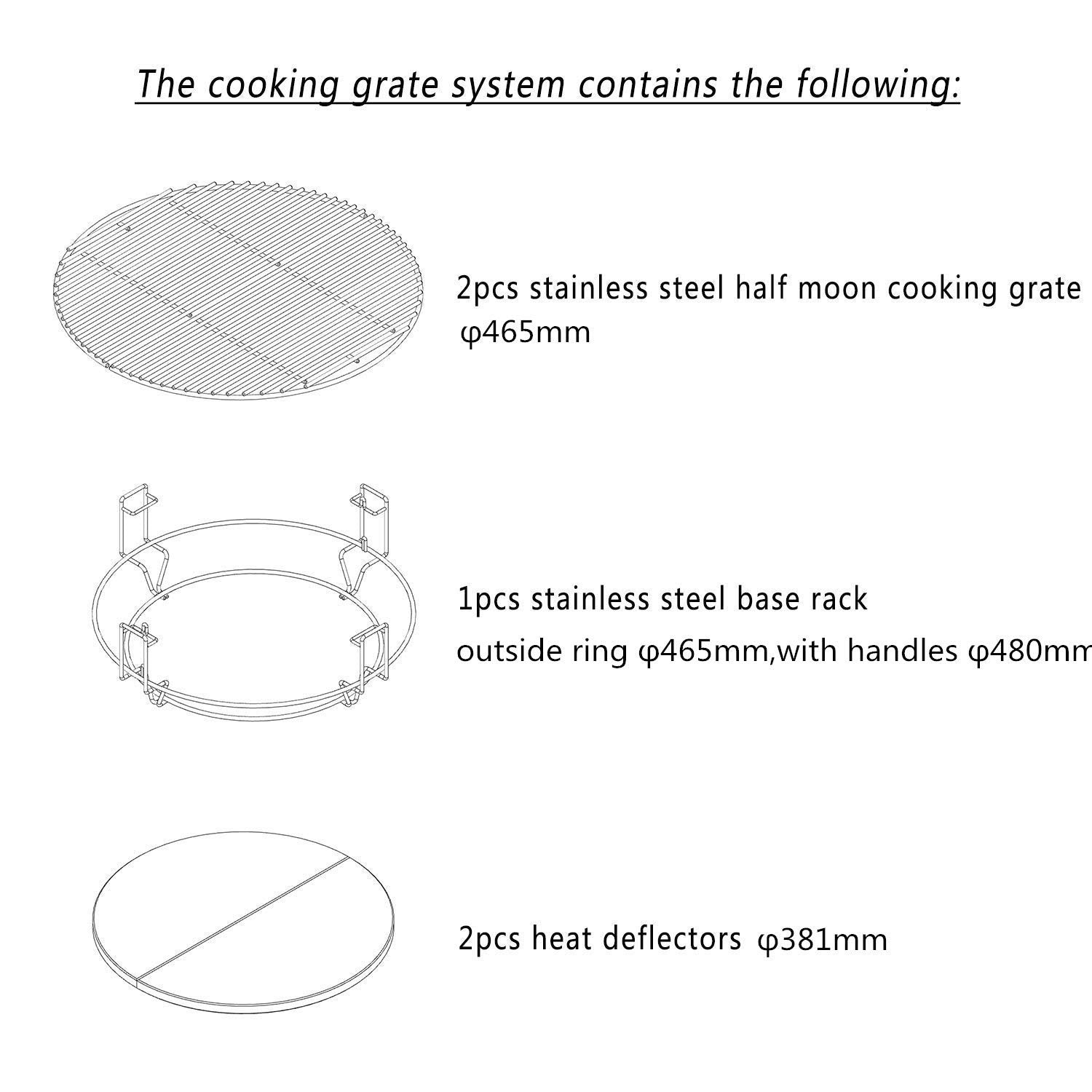 Onlyfire GCG-8552 Cooking System with 2 Grates, Rack & 2 Heat Deflectors