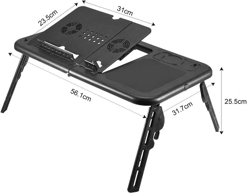Adjustable Laptop Desk Folding Table w/ USB Cooling Fans Mouse Tray