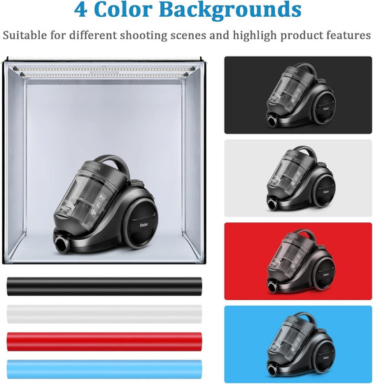 Photo Light Box 80cm Portable Foldable Studio Tent LED Dimmable 4 Backdrops