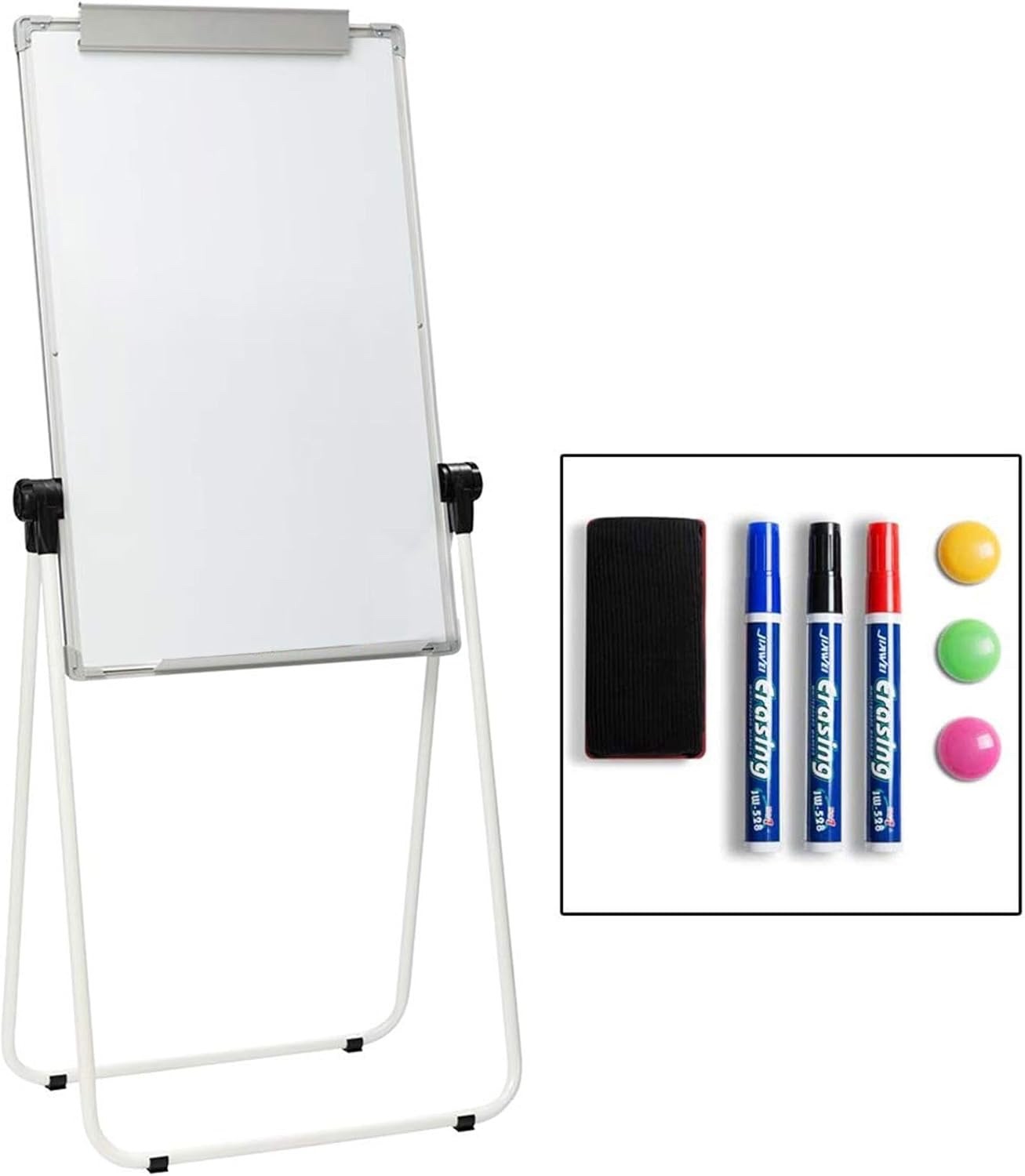 Magnetic Whiteboard 90x60cm Double Sided Height Adjustable Stand Easel