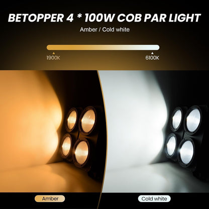 LED Stage Blinder Light 4x100W COB Amber Cool White DMX512 High CRI LC500 4-Eye