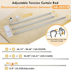 Extendable Shower Curtain Rod White Adjustable Tension Pole No Drill