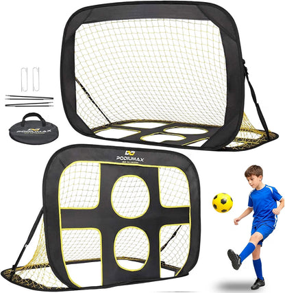 Football Goal Pop Up Kids 2-in-1 120x80x80cm Target Net Carry Bag Indoor Outdoor