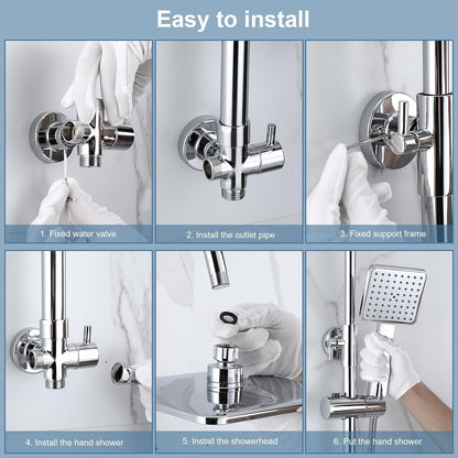 Shower Riser Rail Kit Rainfall Head Handheld Chrome Bathroom Mixer Set Hose