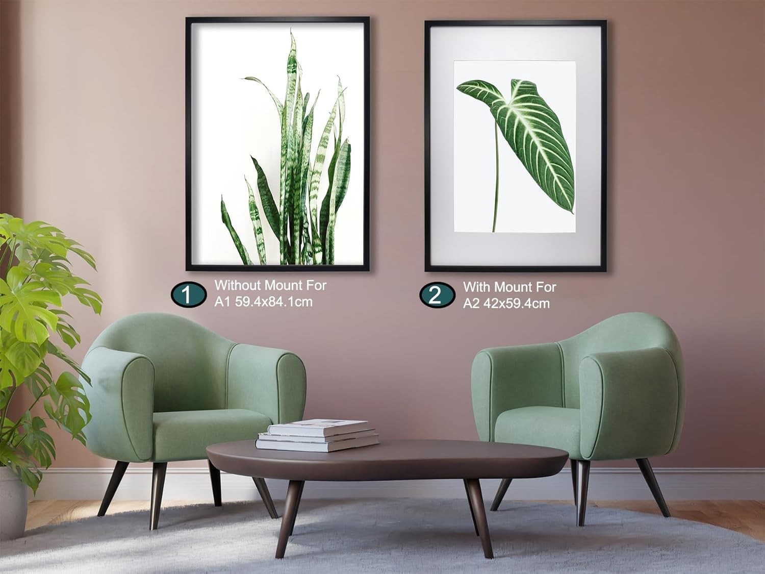 Black A1 Picture Frame Set of 3 with Mount for A2 Poster Gallery Photo Frames