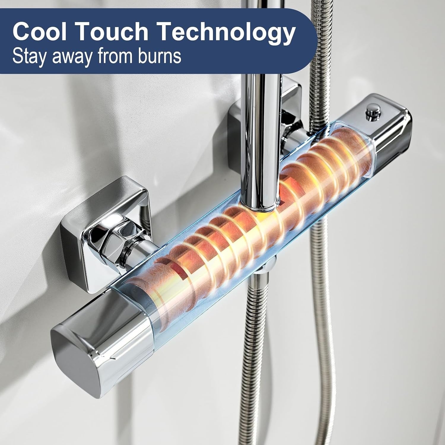 Thermostatic Shower Mixer Set 25cm Rainfall Head 3 Mode Handset Chrome Adjustabl
