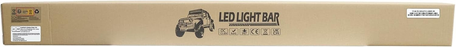 AUXTINGS 52" 675W LED Light Bar Triple Row 6000K + Remote Strobe Harness Kit