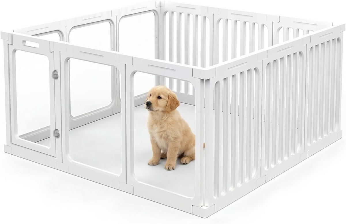 Dog Playpen 12 Panel 60cm Clear Acrylic Puppy Pet Pen Indoor Outdoor