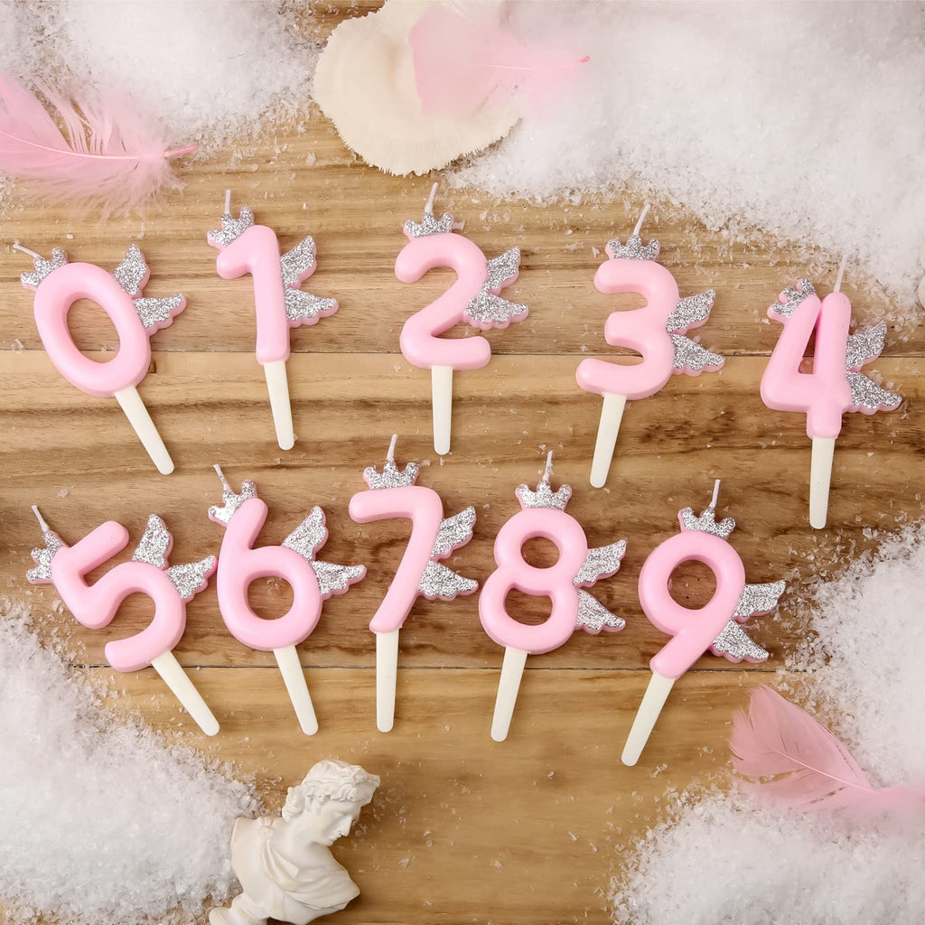 2.6" Large Birthday Candles Number 9 Candle Glitter Pink Birthday Candle Cake