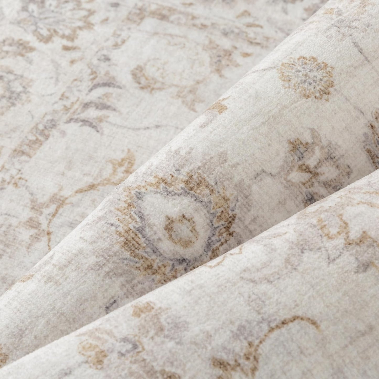 Large Area Rug Carpet 240x300cm Beige Vintage Washable Non Slip Low Pile Soft