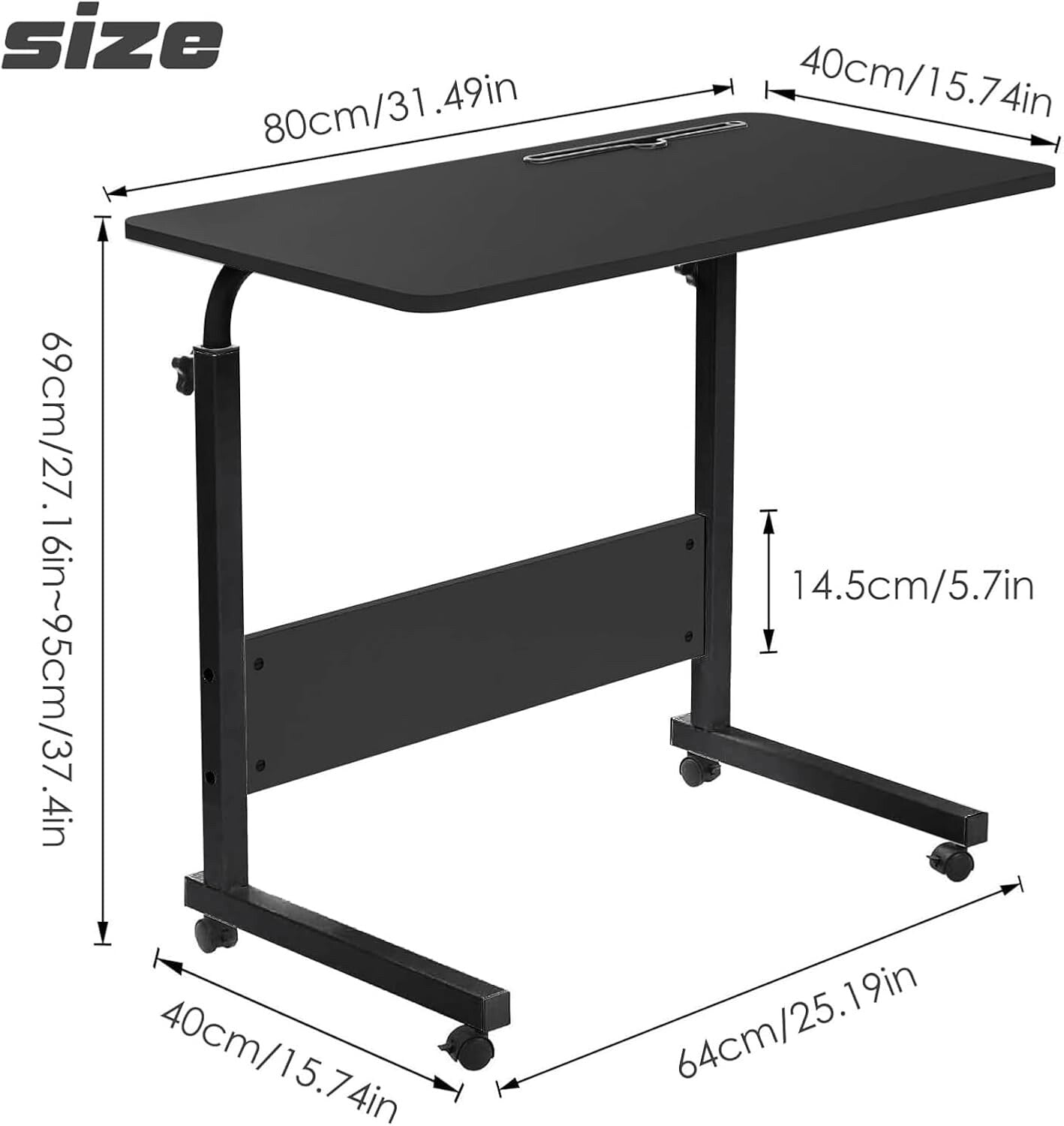 GRANDMA SHARK 80 × 40 cm Computer Desk Gaming Desk Rolling Table Bed