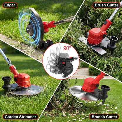Cordless Strimmer Grass Trimmer 21V 2 Batteries 14 Blades LCD Telescopic Garden