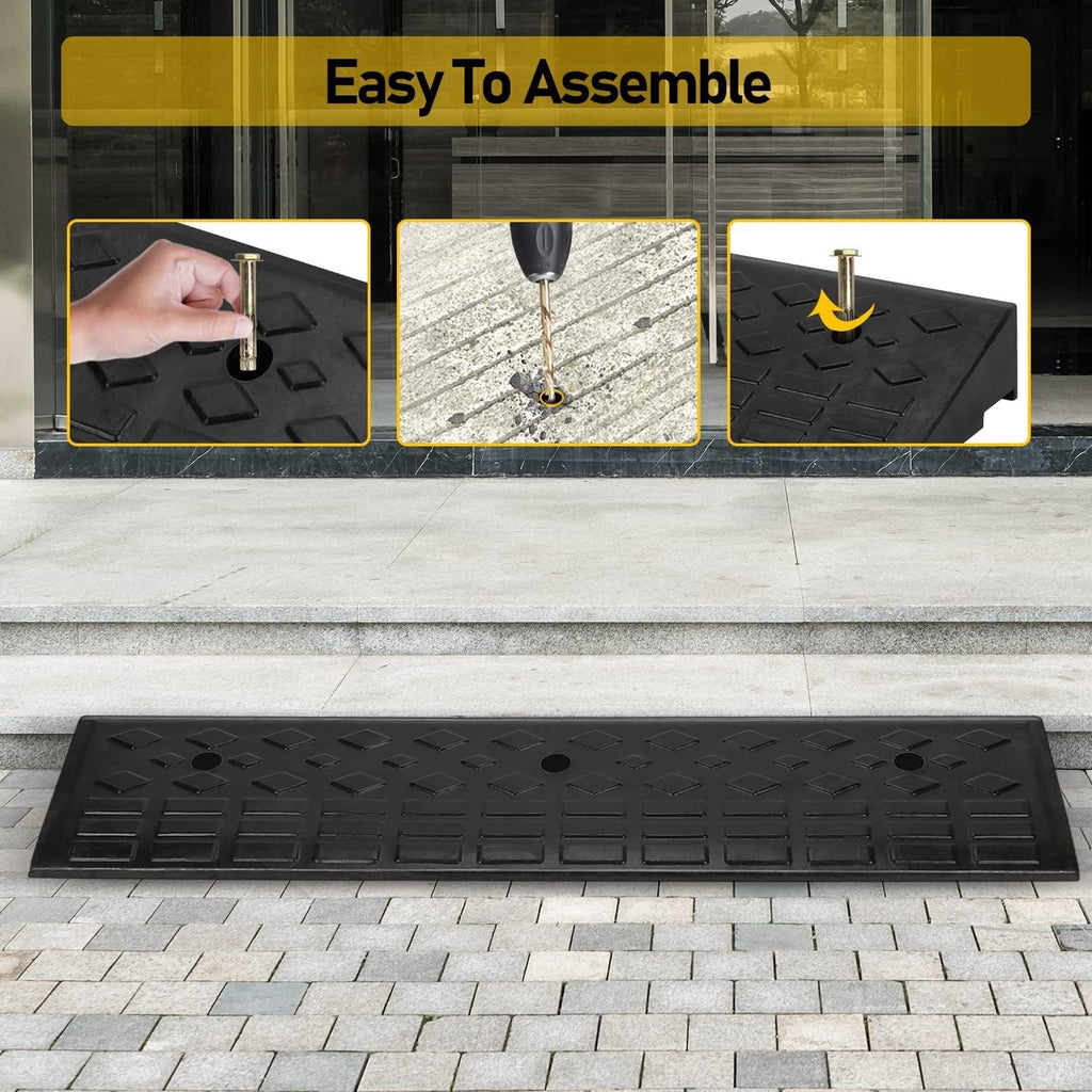 Heavy Duty Rubber Kerb Ramp 100x25x10cm Non Slip Driveway Threshold