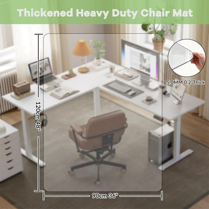 Office Chair Mat Clear 90x120cm Hard Floor Protector PVC Large Desk Floor Mat
