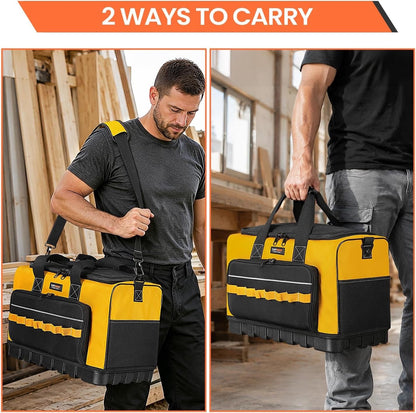 Tool Bag Heavy Duty 20 Inch 15 Pockets Waterproof Base 1680D Yellow Storage