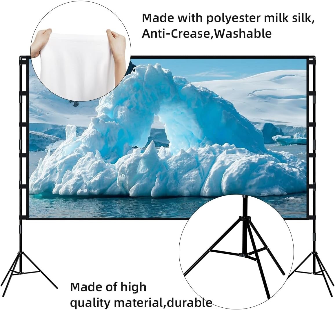 TOWOND Projector Screen and Stand 100 inch Portable Projection Screen