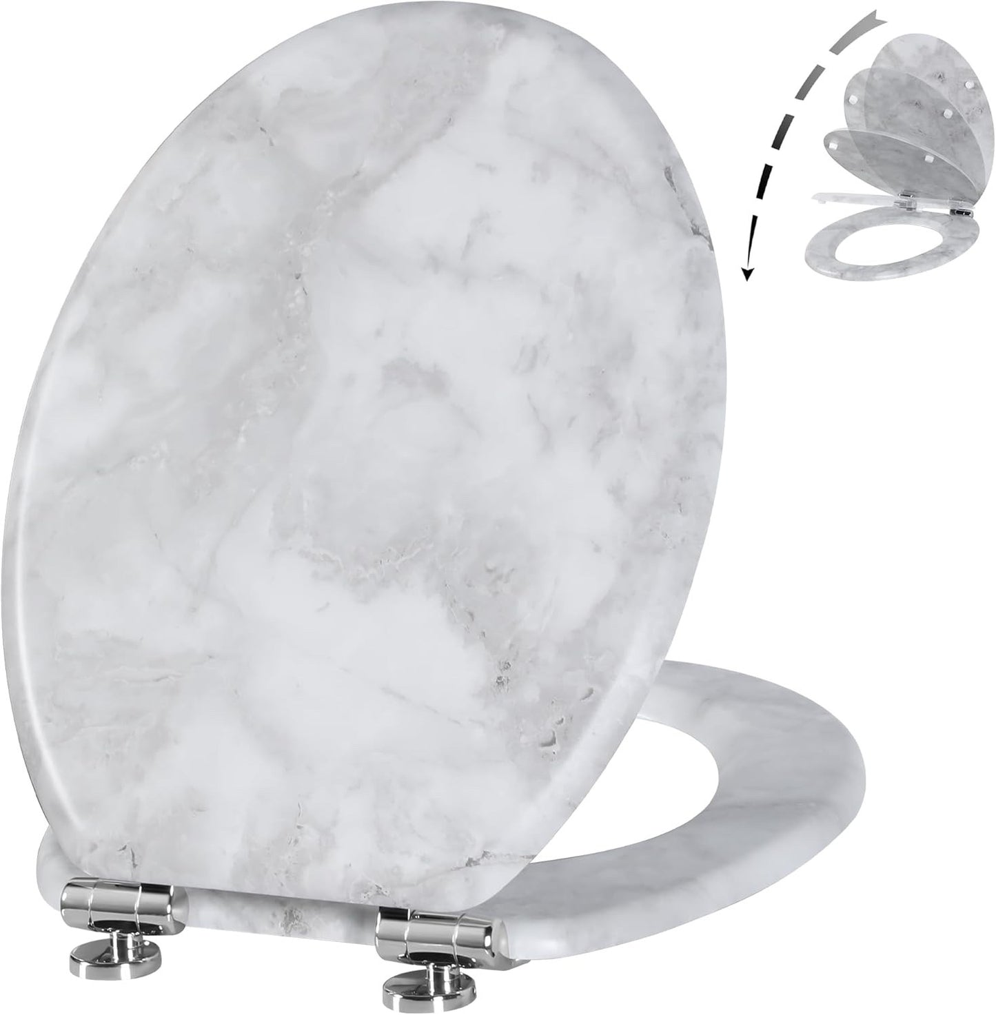 Wood Toilet Seat Soft Close Quick Release Hinges Oval 45x37cm Bottom Mount