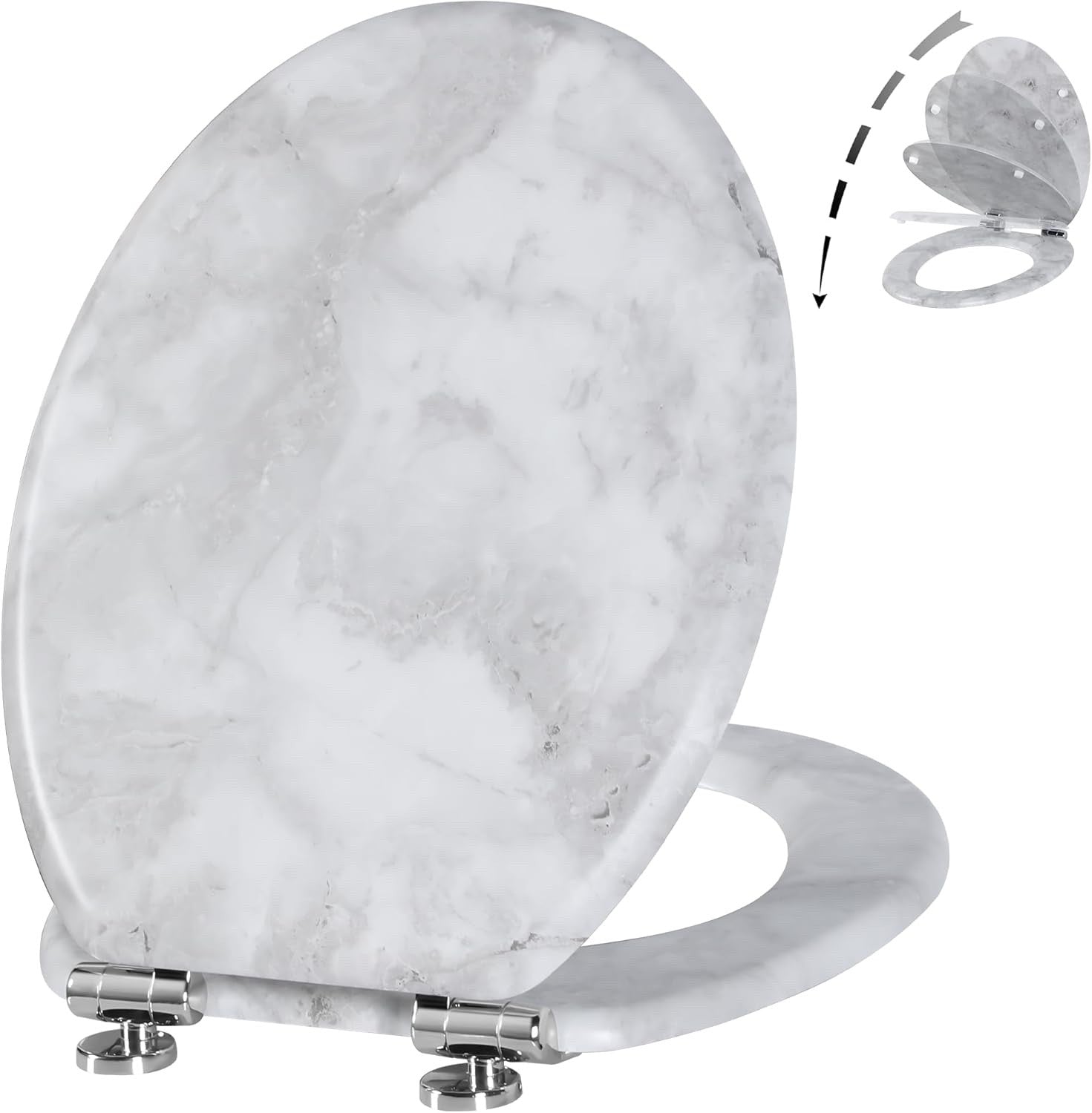 Wood Toilet Seat Soft Close Quick Release Hinges Oval 45x37cm Bottom Mount