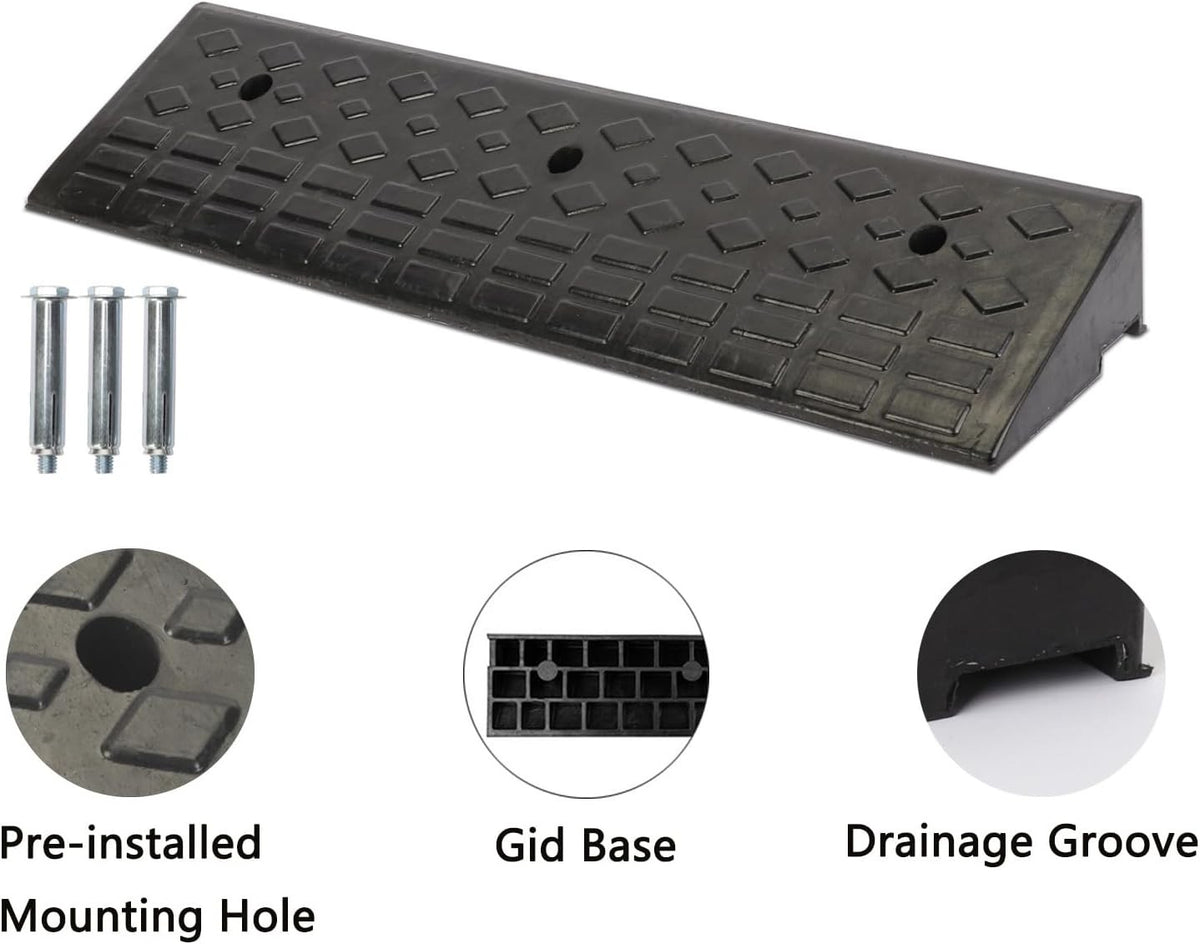 Rubber Kerb Ramp Heavy Duty 100x25x10cm Non Slip Driveway Threshold Access