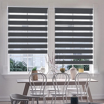 Zebra Blinds Roller Shades Day Night Light Filtering Privacy Grey Blind 55x150cm