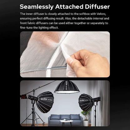 Photography Softbox Parabolic 150cm Quick Release Bowens Mount Diffusers Bag