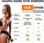 2PCS 55x21in Frameless Gym Wall Mirror Tempered Glass Full Body