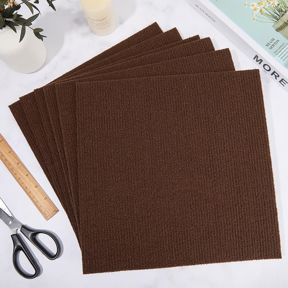 CREATCABIN 10Pcs Carpet Tiles Peel and Stick 12" x 12" Square Carpet Brown