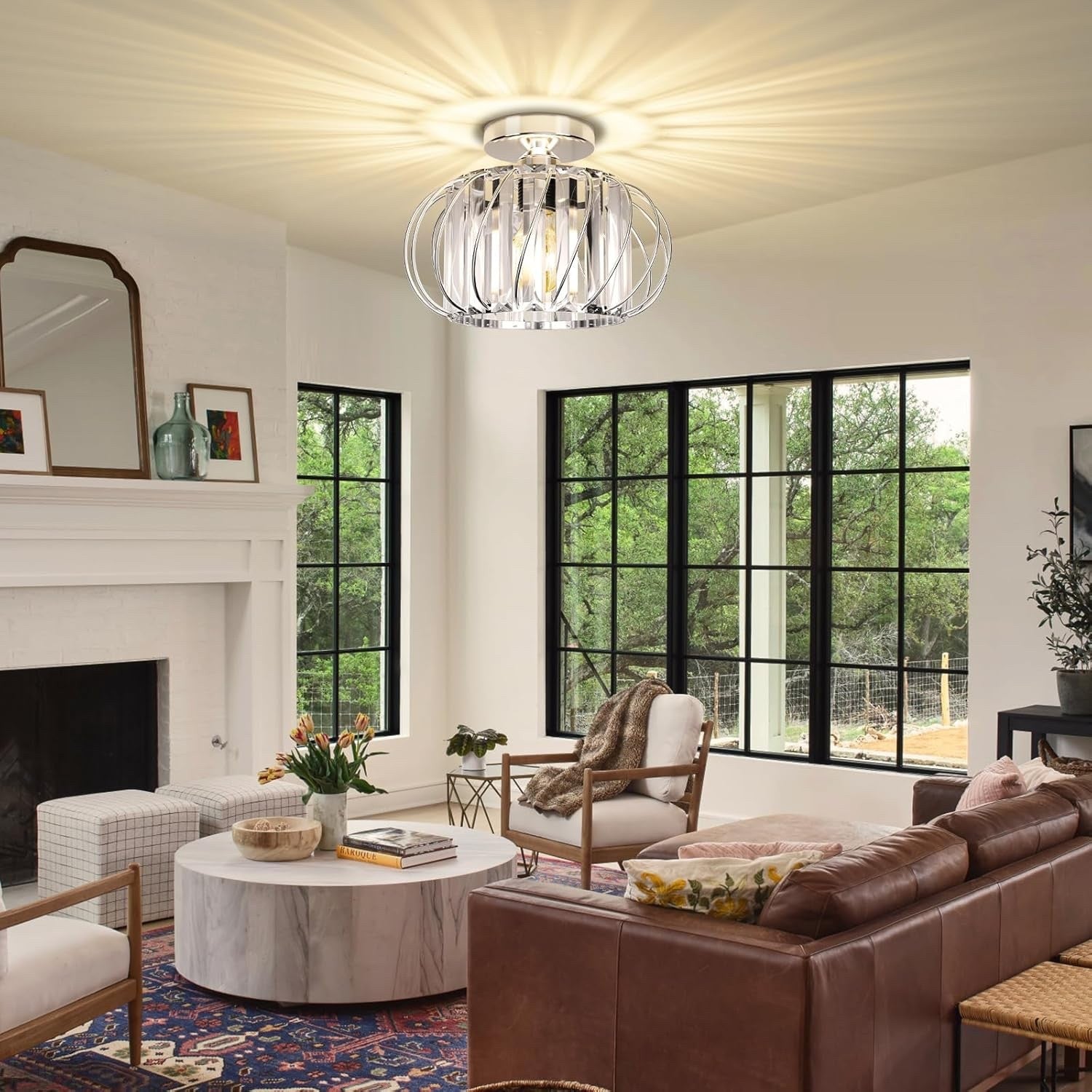 Modern LED Crystal Ceiling Light Chandelier Chrome Living Room Bedroom