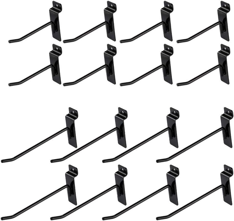 Slatwall Hooks Set 16 Metal Display Hangers 4in 6in Retail Garage Wall Mount