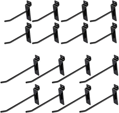 Slatwall Hooks Set 16 Metal Display Hangers 4in 6in Retail Garage Wall Mount