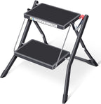 2 Step Folding Ladder Double Sided Step Stool w Handle Large Platform